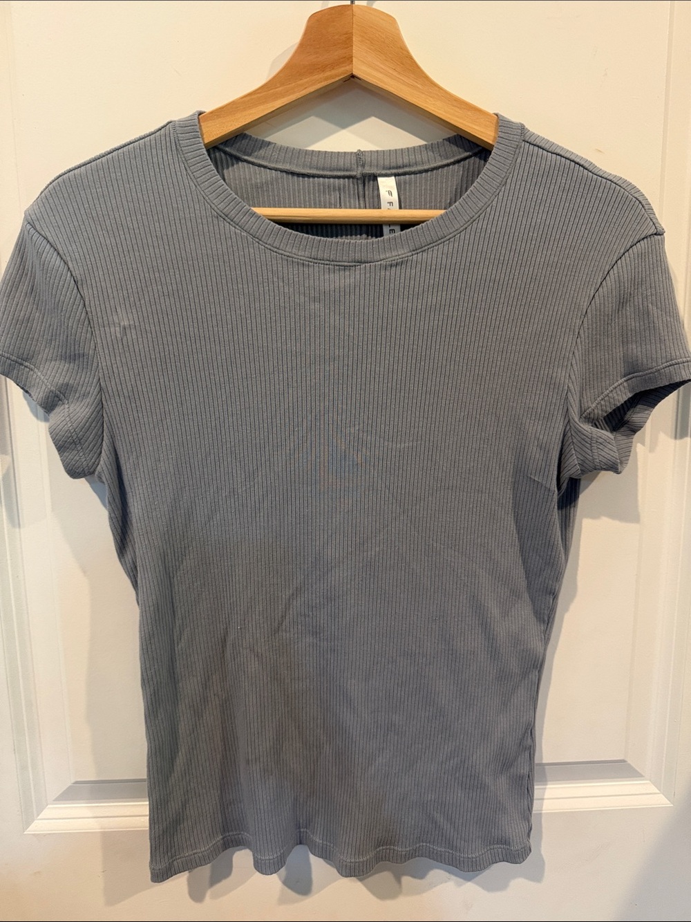 Fabletics Ribbed Muscle Tee in Dusty Blue